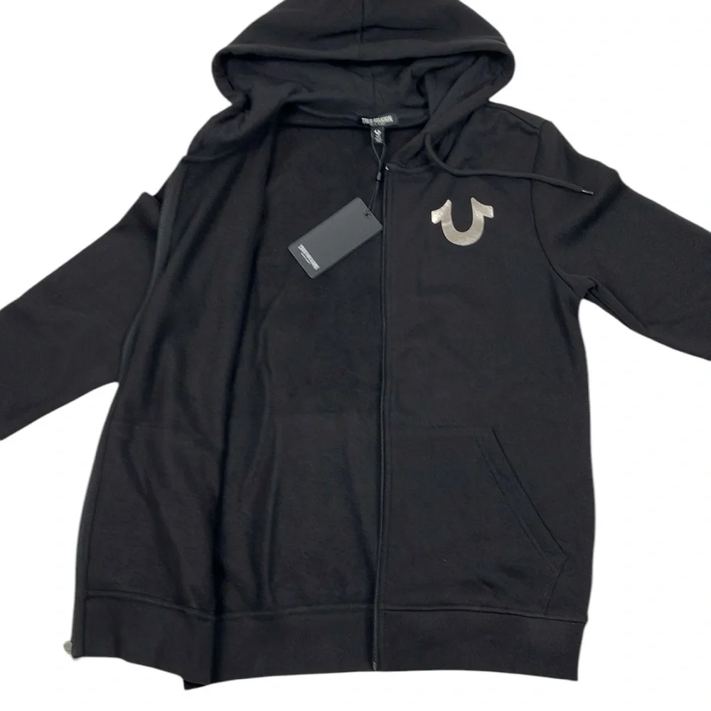 True Religion Zip Hoodie City Buddha Black Sweatshirt NWT